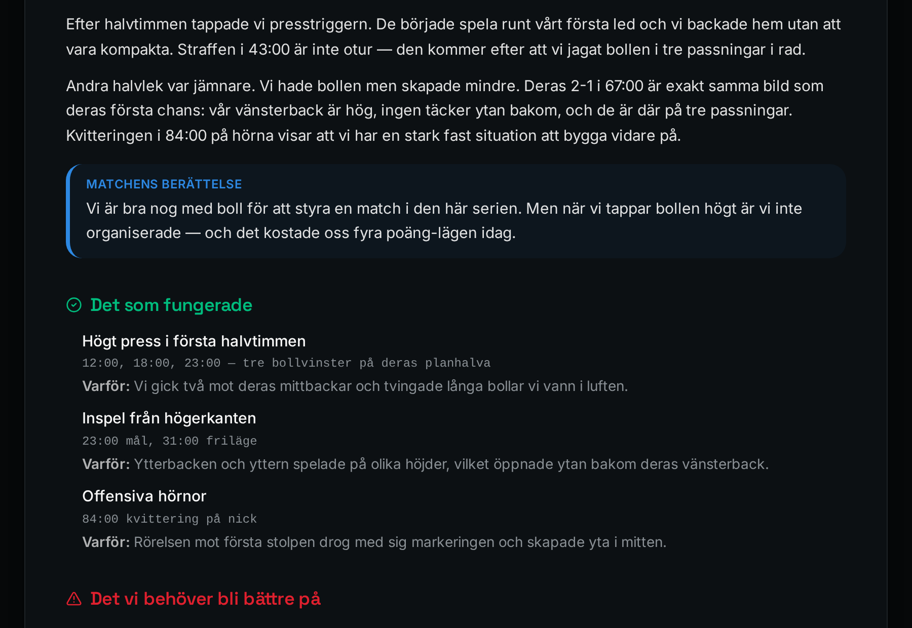 Matchgenomgången